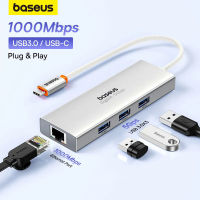 Baseus USB Hub With1000Mbps พอร์ตอีเธอร์เน็ต3 * USB 3.0อะแดปเตอร์ Usb RJ45 Lan USB C Hub สำหรับ PC Mi กล่อง อุปกรณ์แล็ปท็อป