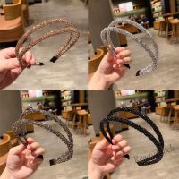 【Ready Stock】 ﺴ┋ C18 Korean Style Full Rhinestone Thin Hair Band Simple Personality Double Headband Hair Accessories