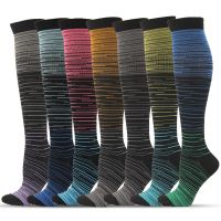 【hot】✎  Pressure Socks Striped Gradient Compression Stockings for Men and Cycling Sport 1 PAIR