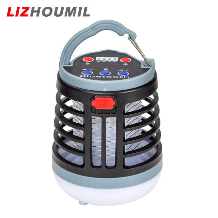 lizhoumil-กำจัดยุงไฟฟ้าช็อตพกพาพร้อมโคมไฟไฟดักยุงชาร์จได้-usb-เสียงบลูทูธ