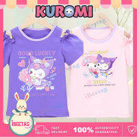 เสื้อยืดชุดคอสเพลย์ผู้หญิง Sanrio Kuromi สำหรับเด็กเสื้อยืดลายหมีสตรอเบอร์รี่แขนสั้นเสื้อฤดูร้อนแฟชั่นฮาโลวีน