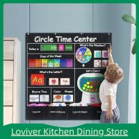 Loviver Circle Time Education Center แผนภูมิกระเป๋าชาร์ตการศึกษาก่อนวัยเรียนสภาพอากาศการเรียนรู้แผนภูมิกระเป๋าตัวอักษร Abc แบบหมุนสำหรับการเรียนการสอน