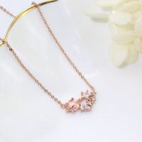 COCOJEWELRY Kalung Liontin Necklace Fashion Pink Crystal Pendant Rose Gold Chain Necklaces Women Jewelry