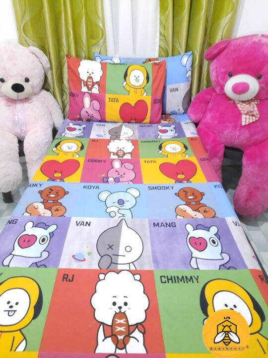 BTS Bedsheet Canadian Cotton with Pillowcase (Dark) Lazada PH
