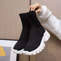 Knit Socks Boots Womens Fashion Boots Sports Platform Shoes Chelsea Slip-on Casual 2022 New Products Elegant Black Free Shipping