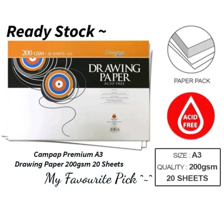 A3 Drawing Paper 200gsm 20sheets Campap Premium CA3767 Lazada