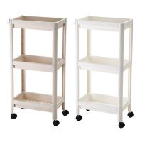 Multifunction Sliding Storage Cart 3 Layer Slide Out Mobile Shelf with Wheels Kitchen Bathroom Rolling Organizer Tower