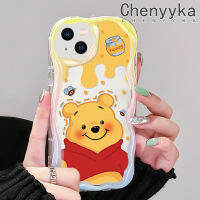 เคส Chenyyka สำหรับ iPhone 14 Pro Max 14 Plus 13 Pro Max 13 Mini เคสลายหมีน้ำผึ้งน่ารักหลากสีเนื้อครีมนิ่มเคสมือถือสร้างสรรค์เคสโปร่งใสลายกล้องถ่ายรูปฝาครอบป้องกันซิลิโคน