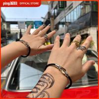 PING3693 เหล็กไร้สนิม สร้อยข้อมือเกือกม้า สายเคเบิลปม ถักแบบถัก กำไลข้อมือคู่ ง่ายๆ ห่วงโซ่ลวด ตะขอแม่เหล็กติดแน่น สำหรับผู้หญิง