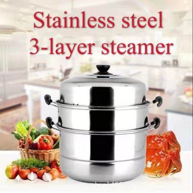 3 LAYER STAINLESS STEEL STEAMER 30cm/28cm & 26cm STEAMER SIOMAI