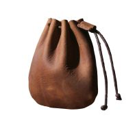 ❂▣✈ Unisex Genuine Leather Coin Purse Handmade Cow Leather Coins Money Pocket Retro Wallet Drawstring Storage Bags Pouch