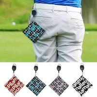 “：】、‘ Square Golf Ball Square Club Head Wiping Cloth Cleaner | Double-Sided Golf Ball Cleaning Towel With Retractable Hook