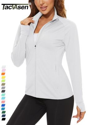 ☂♟ TACVASEN UPF 50 Protection Shirts Womens Sleeve Zip Jackets Pockets Athlete