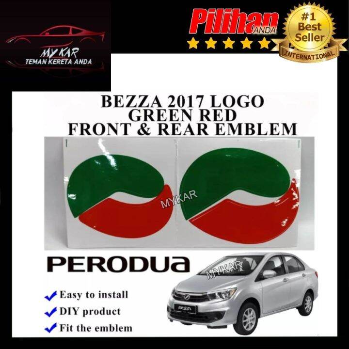 Perodua Bezza - RED GREEN STICKER LOGO 2 PCS (Front & Rear Sticker ...