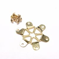 100pcs Golden Triangle D-Ring Hanging Picture Oil Painting Mirror Frame Hooks Hangers With 100 Screws 10x20mm/ 0.79 x 0.39 inch