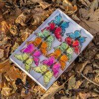 12pc Simulation Feather Butterfly Wedding Photography Color Balcony Decoration Pastoral Home Dragon Flower Pot fake butterfly