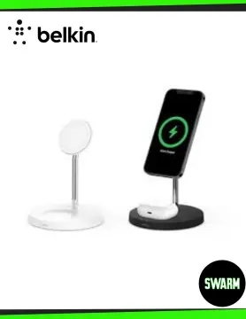 Belkin WIZ010myWH 2-in-1 Wireless Charger Stand - MagSafe 15W Compatible