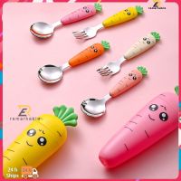 Ready stock 304 Stainless Steel Baby Tableware Cartoon Spoon Scrape Mud Spoon Baby Eating Spoon Fork Uses Fruit Pad ที่โดดเด่น th