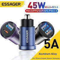 Essager พอร์ตที่ชาร์จแบตในรถ45W Type-C + USB คู่อะลูมินัมอัลลอย30W ที่ชาร์จแบตในรถเร็วตัวชาร์จไฟสำหรับ IPhone เร็ว13 Pro Max Samsung S22ชาร์จโทรศัพท์ในรถยนต์