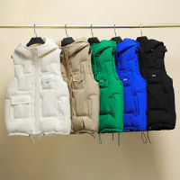 【cw】 Cotton Vest Women 2022 Autumn and Winter New Korean Style down Cotton Waistcoat Slimming Coat Hooded Vest Cotton-Padded Jacket Vest