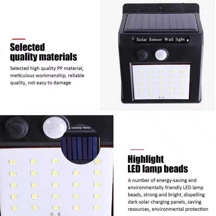 Sensor Wall Light 20 Led Outdoor Waterproof Rechargeable Solar Power Pir Motion Garden Lamp