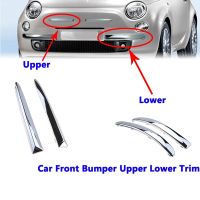 4PCS Chrome Front Bumper Moulding Trim Strips Set for FIAT 500 2007-2015 Exterior Bar Lower &amp; Upper Trim Panel Replacement