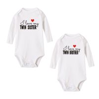 I Love My Twin Brother Twin Sister Newborn Baby Boys Girls Body Cotton Cute Baby Twins Long Sleeve Body Suits