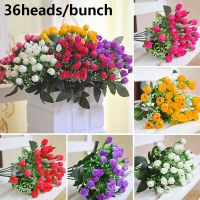 OKDEALS 36หัวดอกแต่งบ้านแบบทำมือสวยบานดอกไม้เทียมประดิษฐ์ DIY Buket Pengantin กุหลาบตกแต่งงานแต่งงานดอกตูมเล็ก