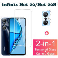 2in1 Infinix Hot 20 กระจกฟิล์มป้องกันหน้าจอ infinix Hot 20S Hot 11 2022 กล้องเลนส์ป้องกันแก้ว