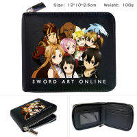 Sword Art Online กระเป๋าสตางค์หนังเด็กผู้ชาย,กระเป๋ามีซิปวัสดุ PU แบบสั้นอุปกรณ์ต่อพ่วงพิมพ์ลายกระเป๋าใส่บัตรความจุขนาดใหญ่แบบครึ่งพับกระเป๋าเงินเด็กแฟชั่นแบบลำลองแสดงบุคลิกภาพ