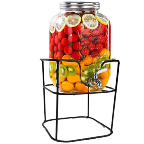 5L Glass Mason Jar Drink Beverage Dispenser with Leak Free Spigot