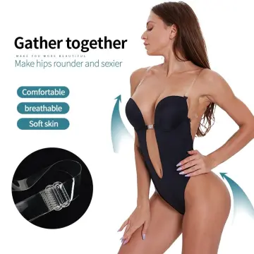 Women Invisible Push Up Bra Full Body Shaper Thong Convertible Backless  Bodysuit