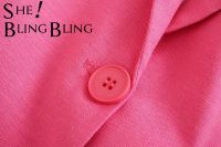 SheBlingBling Summer Women Dark pink Blazers Single Breasted Notched Collar Office Lady Suit Jackets Femael Casual Straight Top