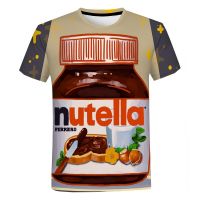 Nutella 3d พิมพ์เสื้อยืดขนาดใหญ่น่ารักการ์ตูน O คอ Unisex Harajuku Kawaii แฟชั่นกราฟิกเสื้อยืด