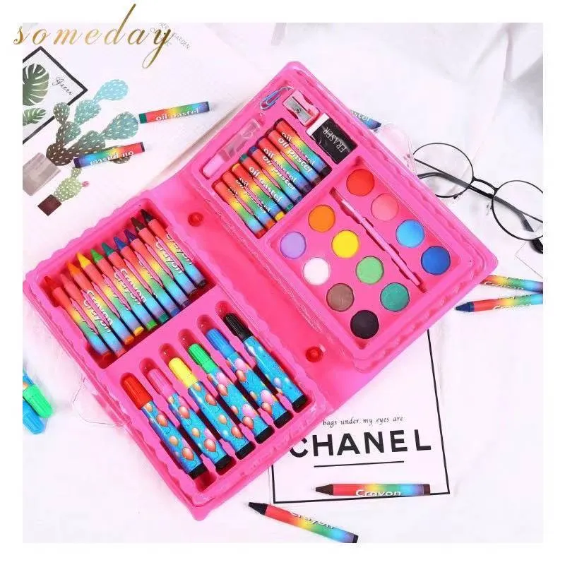 86pcs Kids Colored Pencil Artist Kit Painting Crayon Marker Pen Brush  Drawing Tools Kindergarten Supplies Kids Painting Pens Set