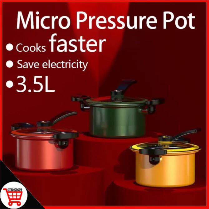 City Goods Micro Pressure Cooker Stewed Soup Pot Wok NonStick Pot 3.5L