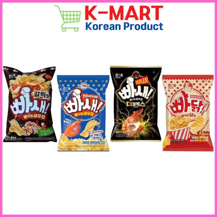Haitai Shrimp Snack Bbasae Original/Double X Crispy Flex/Garlic/Bbadack 60g Korea [KMart Korean