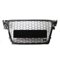 Front Bumper Sport Hex Mesh Honeycomb Hood Grill Grille Gloss Black RS4 Style For Audi A4/S4 B8 2009 2010 2011 2012 Euro Version