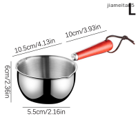 ?[Jiam] หม้อน้ำมันสแตนเลสมีด้ามจับไม้ขนาด120มล. 200มล. หม้อต้มนมขนาดเล็กกันไฟลวกเครื่องมือในครัวอุปกรณ์ทำอาหาร