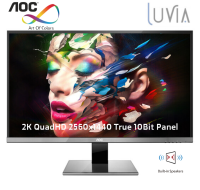 AOC 32" จอมอนิเตอร์ Designer 2K 2560x1440 LED True 10bit VA panel 1.07b Colors LED Monitor, 100% sRGB. Luvia LV323HQPX (Rebuilt/Refurbished, DVI, HDMI, DP, USB HUB, Built-in Speaker)