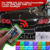 ไฟหน้าฮาโล Rgb หลายสีตานางฟ้า Led สำหรับ Bmw 325ci E46 330ci รถประทุนผ้าปิดเปิดได้2004 2005 Lci ซีนอน2006 Lci