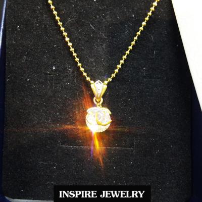 INSPIRE JEWELRY จี้พร้อมสร้อยคอยาว 16นิ้ว ฝังเพชรสวิส หุ้มทองแท้ 100% or gold plated พร้อมกล่องกำมะหยี่