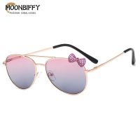 【YF】❈  Kids Sunglasses with Bow Round Metal Frame Children Glasses Fashion Pink Eyewear Outdoor Cycling Goggles UV400