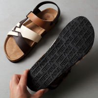 Summer Men Leather Sandals Outdoor Comfortable Roman Breathable Sandals Casual Non-Slip Beach Waterproof Slippers Luxury Sandals