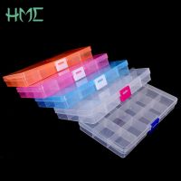 2017 NEW 17.4x9.8x2.2cm 15Cells 5 Colors Button Jewel Transparent Color Organizer Splittable Plastic Storage Boxes