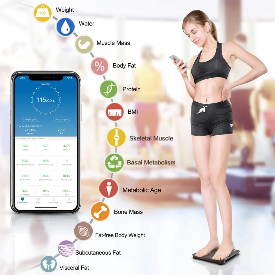 Body Fat Scale Smart BMI Scale Digital Bathroom Wireless Weight Scale, Body  Composition Analyzer with Smartphone App with Bluetooth, 396 lbs : Health &  Household 