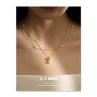 Brass Plated 18K True Gold French Ins Light Luxury Style Natural Pearl Small Pendant Necklace New Women