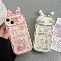 เคสเลนส์โทรศัพท์มือถือลายการ์ตูน My Melody Cinnamoroll พร้อมหู3D,เคสกล้องแบบกดดึงหูสำหรับ iPhone 14 Pro Max Plus เคสหลังโทรศัพท์นิ่มกันกระแทกสำหรับ iPhone 13 Pro Max เคสสำหรับ Apple โทรศัพท์12 Pro Max 11เคสห่อหุ้ม