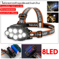 ไฟฉายคาดหัว ไฟฉายแรงสูง ไฟฉายชาร์จไฟ USB ไฟ LED 8 ขนาดเล็ก ไฟฉายติดศรีษะ ไฟฉายติดหน้าผาก หัวไฟ กรีดยาง ส่องสัตว์