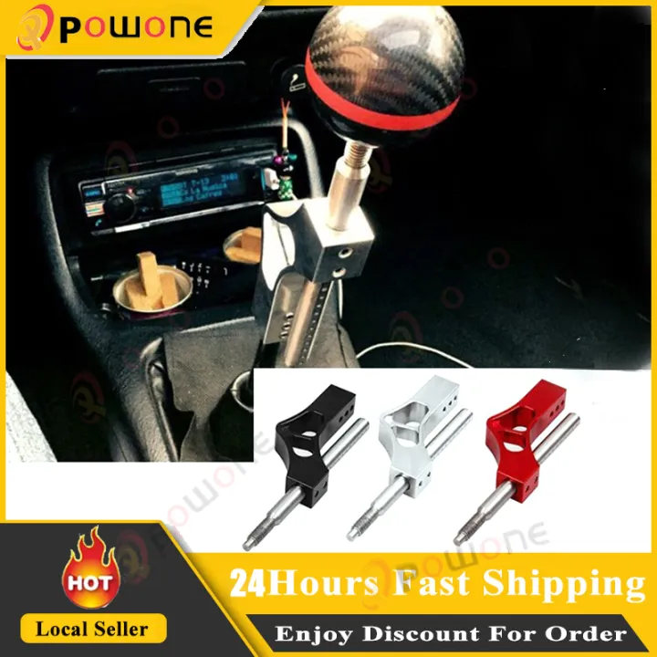 Powone Aluminum Adjustable Height Lever Car Gear Shift Knob Extender